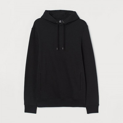 Men Black Solid Hooded Top Regular Fit