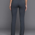 Women Charcoal Grey 3-Stripes Yoga Track Pants